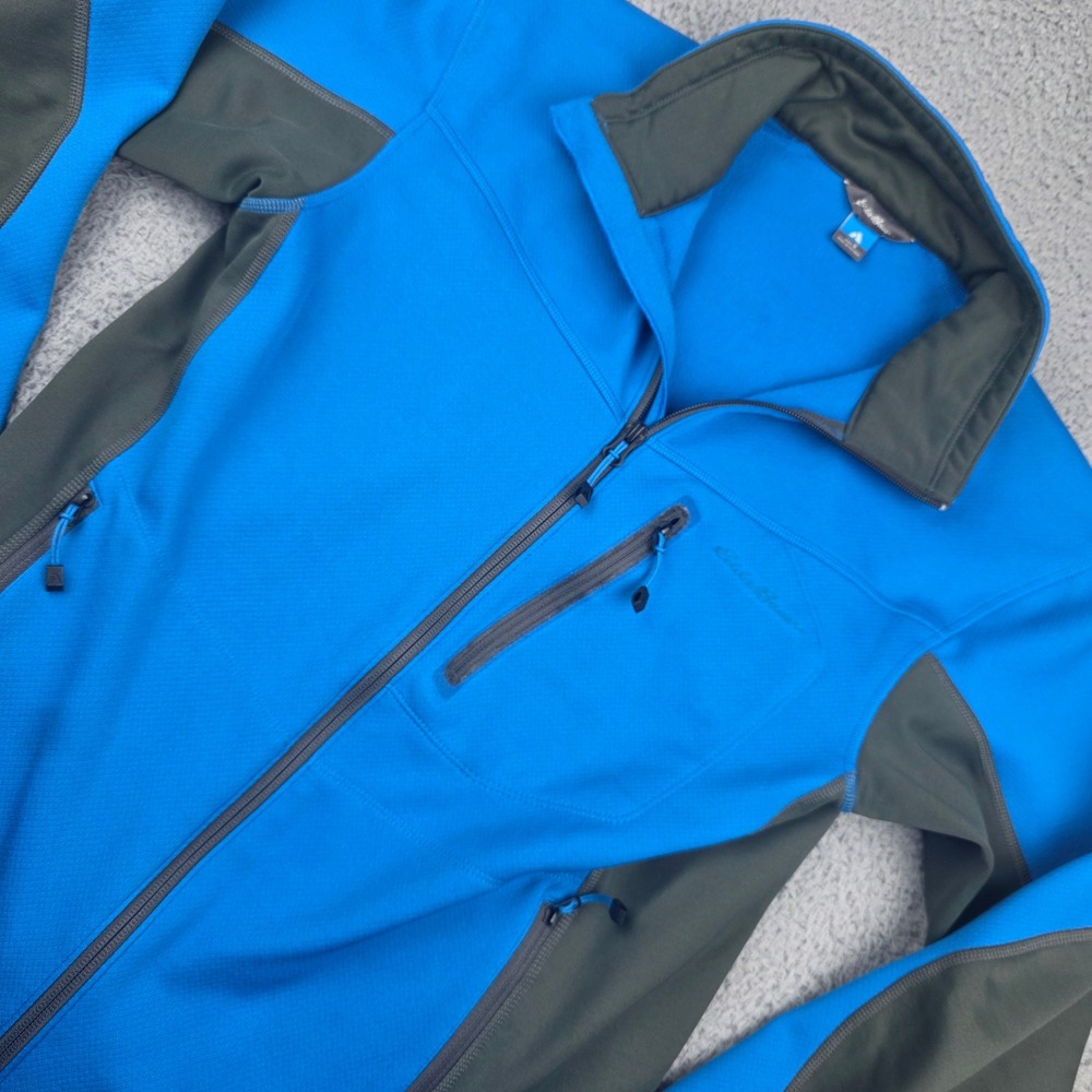 Eddie Bauer First Ascent Fleece Jacket Men Small Blue Gray Full Zip Technical
